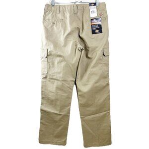 Dickies 36x34 Cargo Straight Leg Flex  Waist Twill Khaki Pants Double Knee NWT